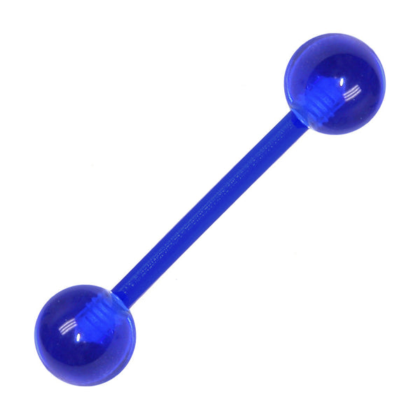 Bioplast Electric Blue Barbell Tongue Ring