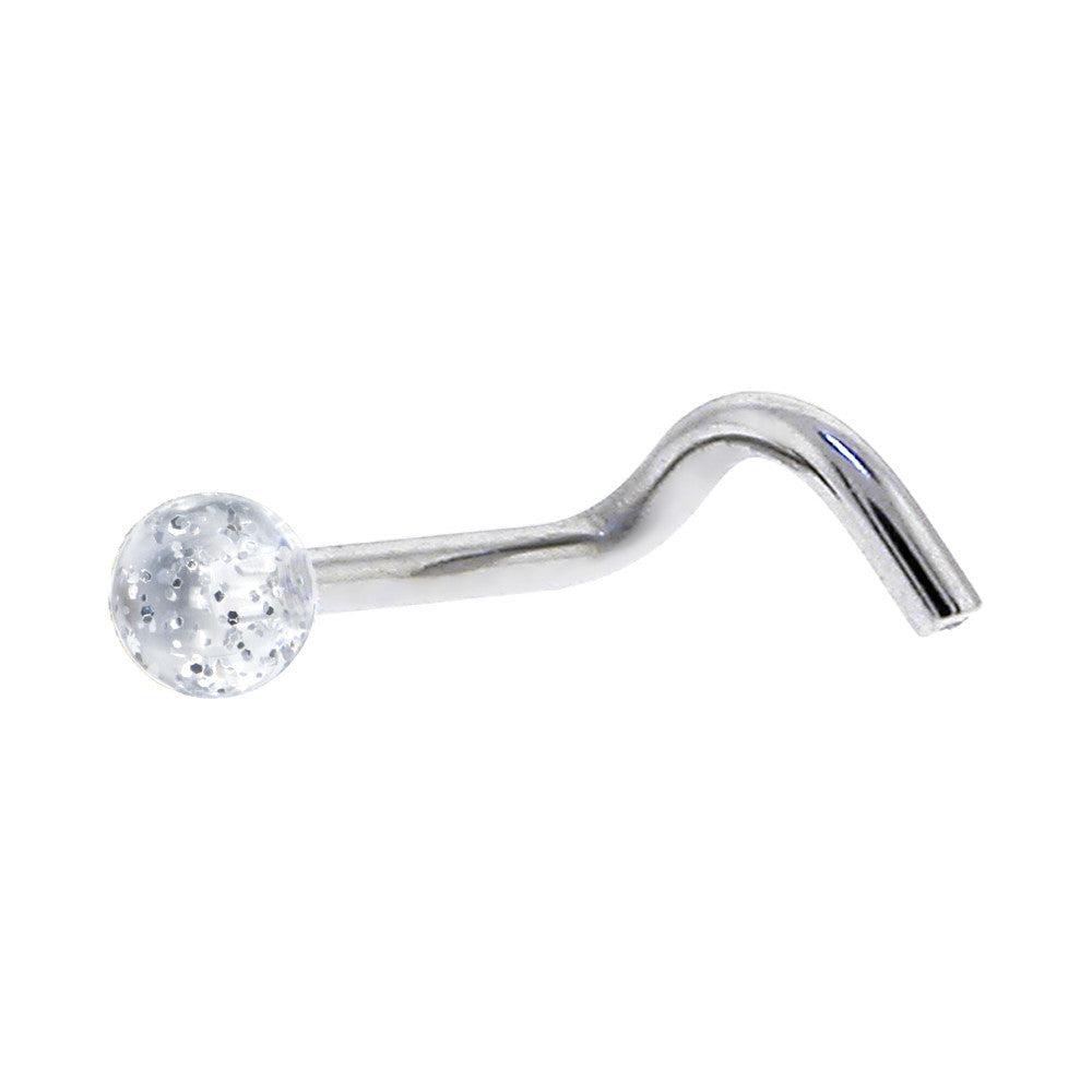 Clear Glitter Acrylic Ball Nose Ring