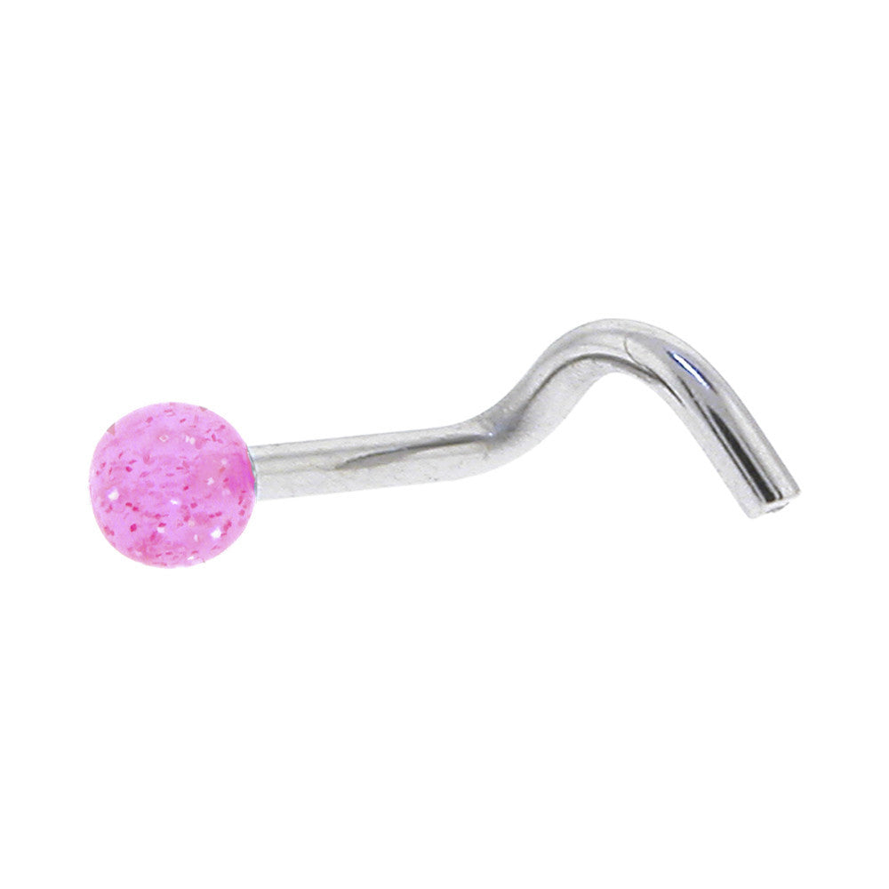 Pink Glitter Acrylic Ball Nose Ring