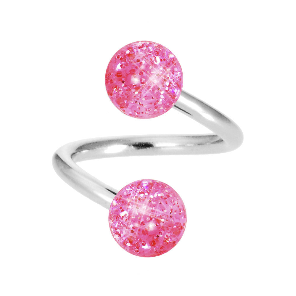 Pink Glitter Spiral Twister Belly Ring