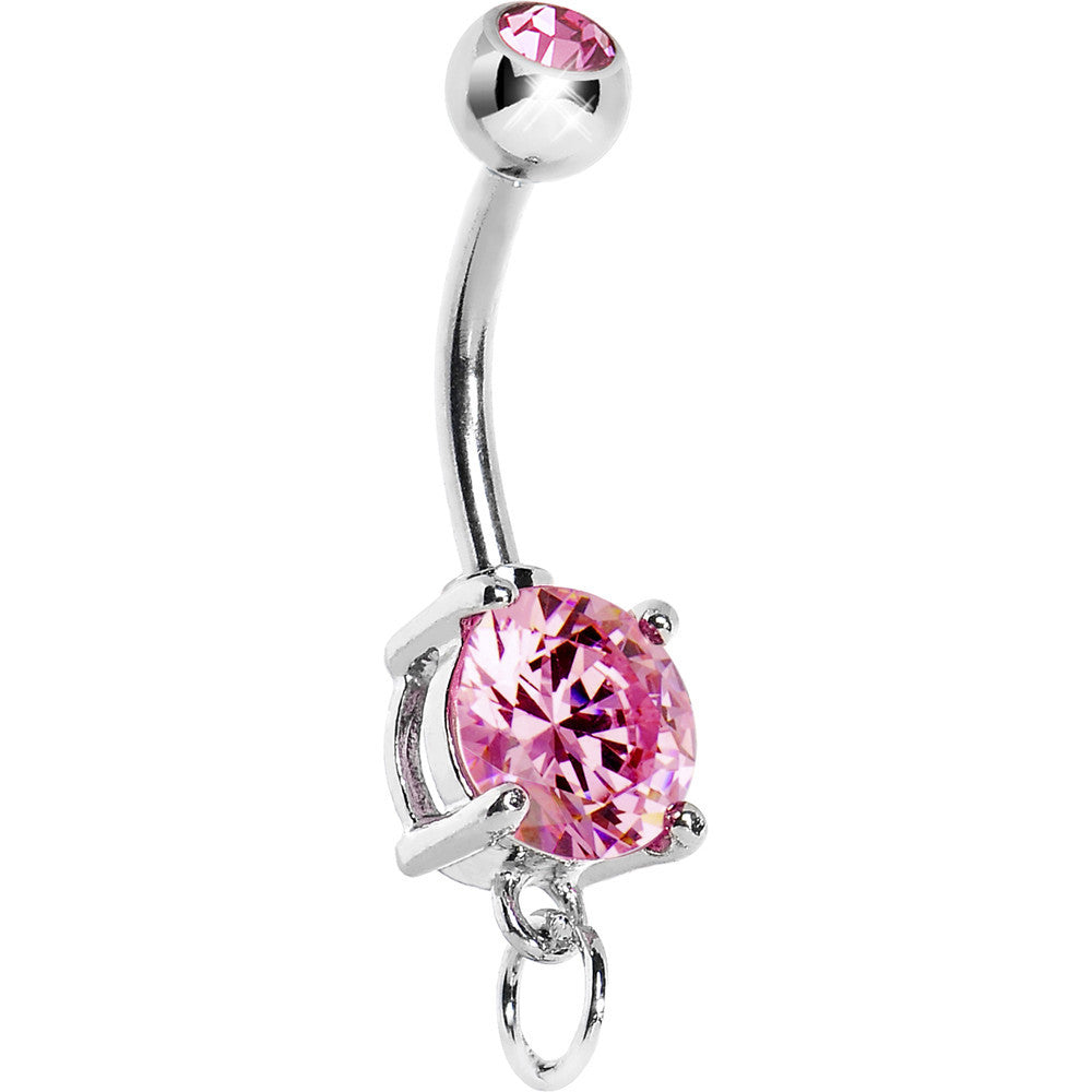 Pink Cubic Zirconia Add On Charm Belly Ring