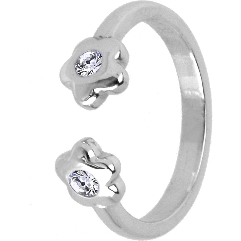 Sterling Silver 925 Cubic Zirconia Paved Flower Toe Ring