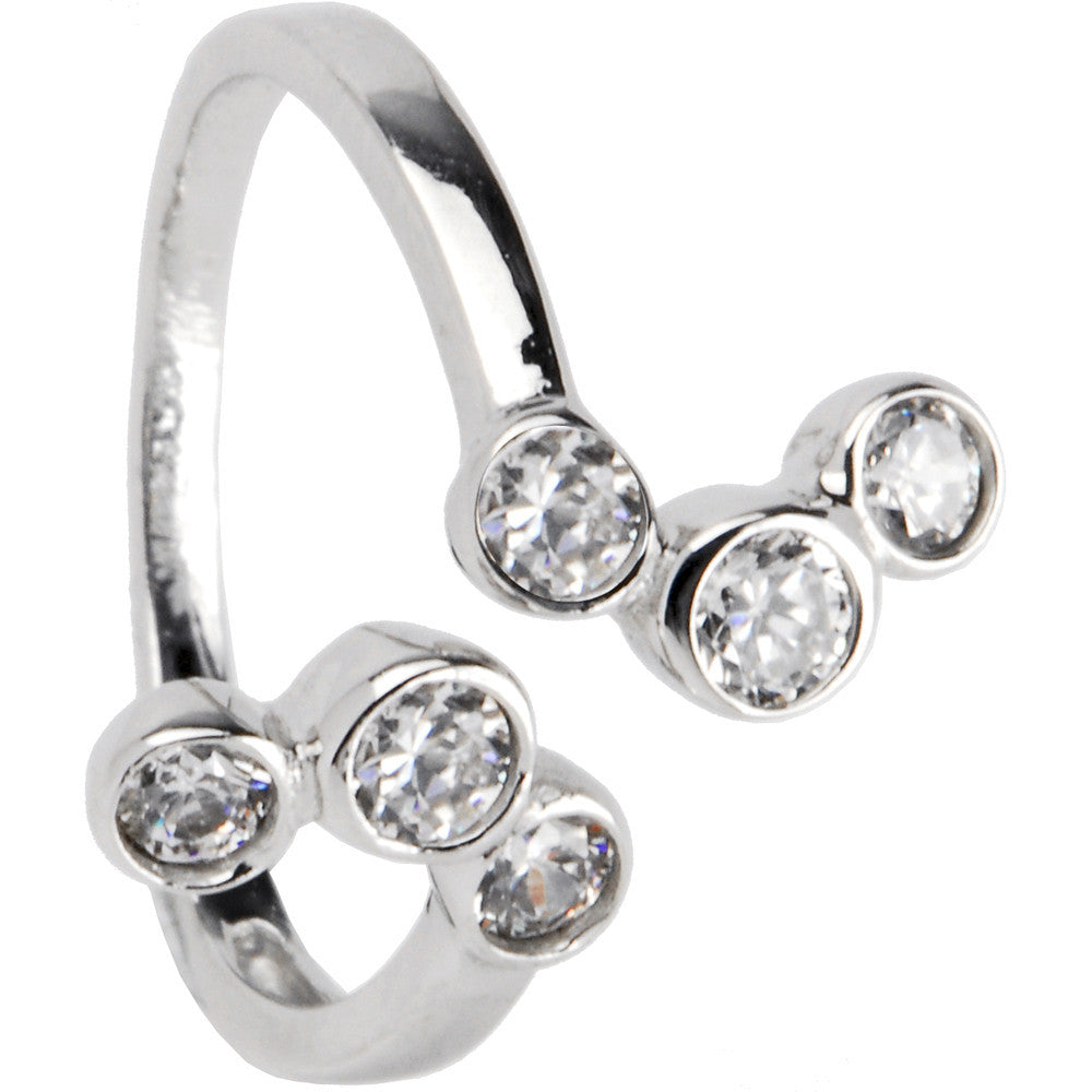 Sterling Silver 925 Cubic Zirconia Bubbles toe Ring