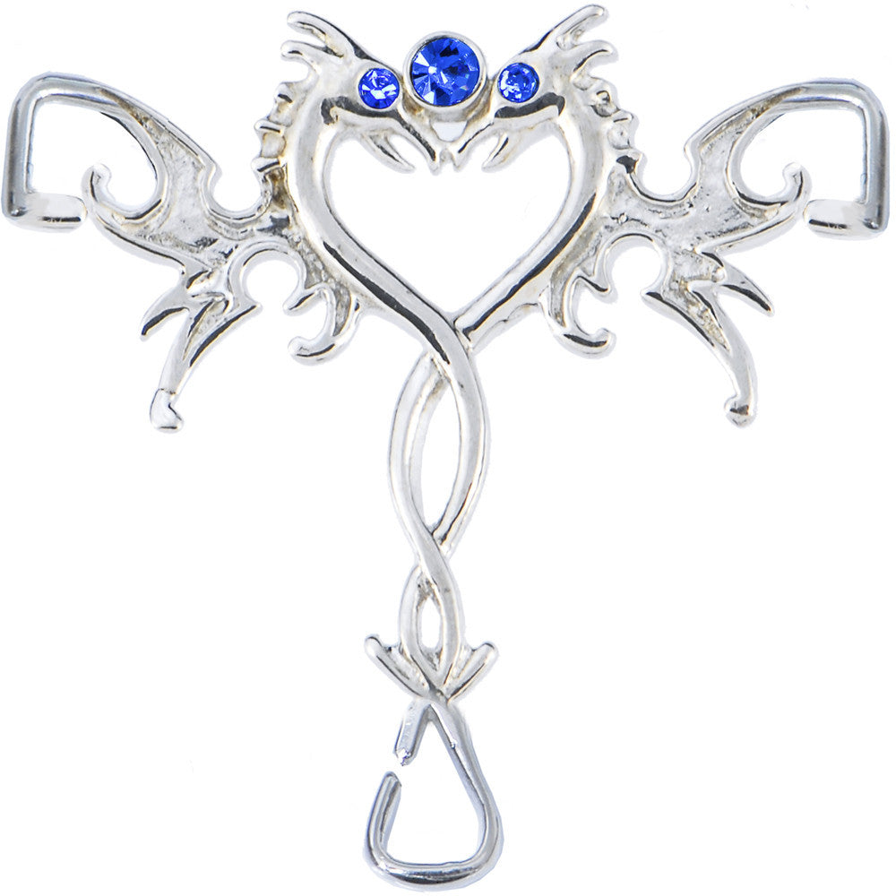 Blue Tribal Dragon Heart Jeweled G String Bikini Underwear
