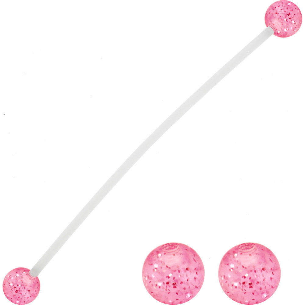 Pregnant Belly Button Ring With Pink Glitter UV Ends