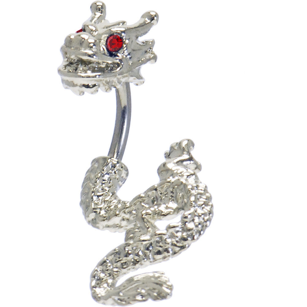 Ruby Red Cubic Zirconia Detailed Dragon Belly Ring