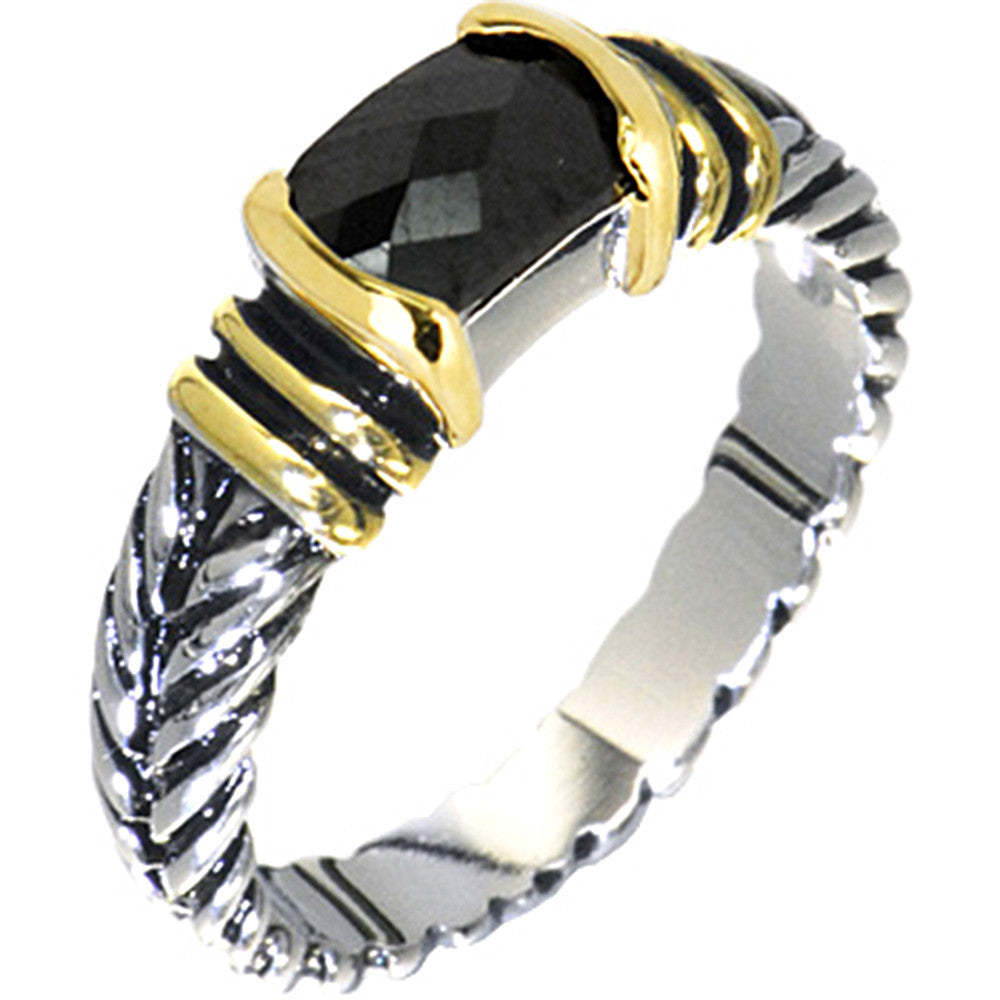 Antiqued 1.25 Carat JET Cubic Zirconia Ring