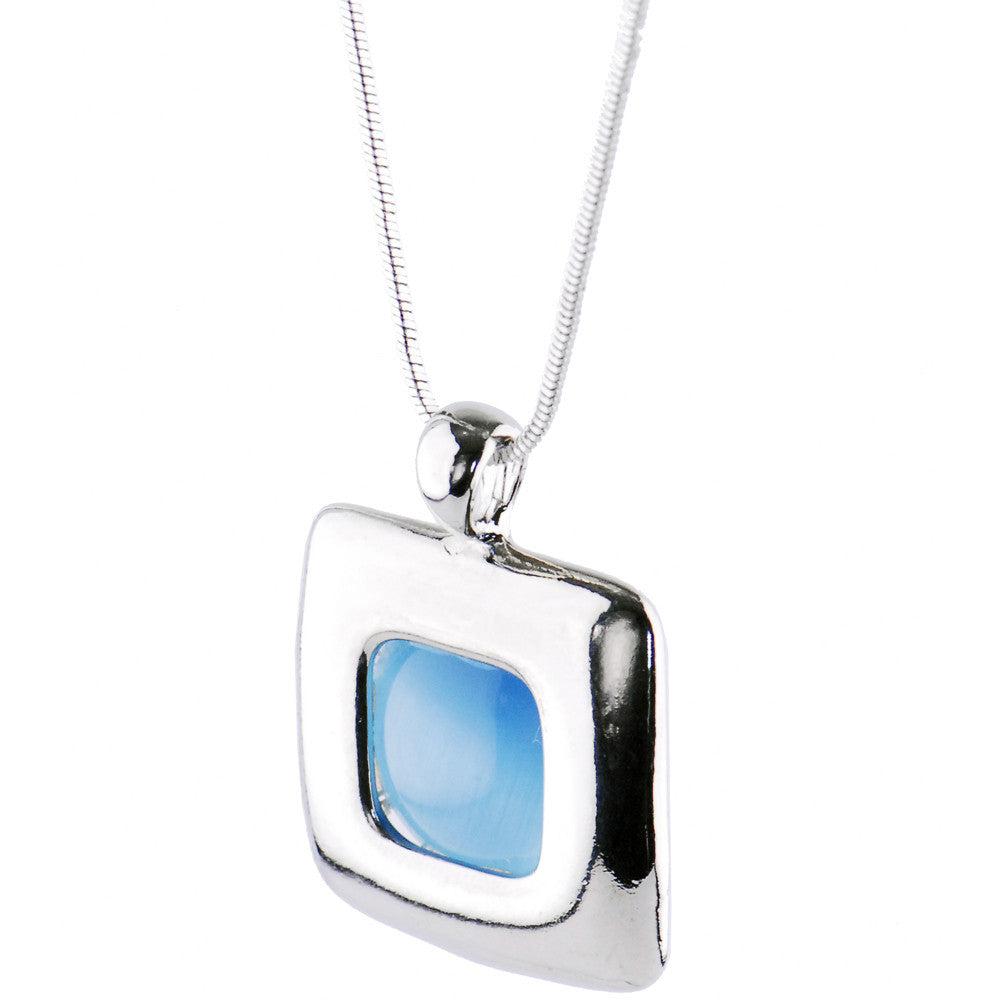 Silver BLUE BEAUTY SQUARE Necklace