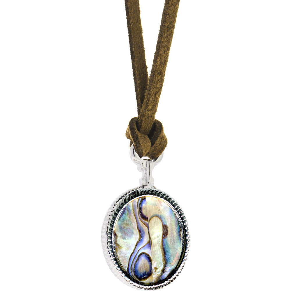 Leather Faux ABALONE CIRCULAR Necklace