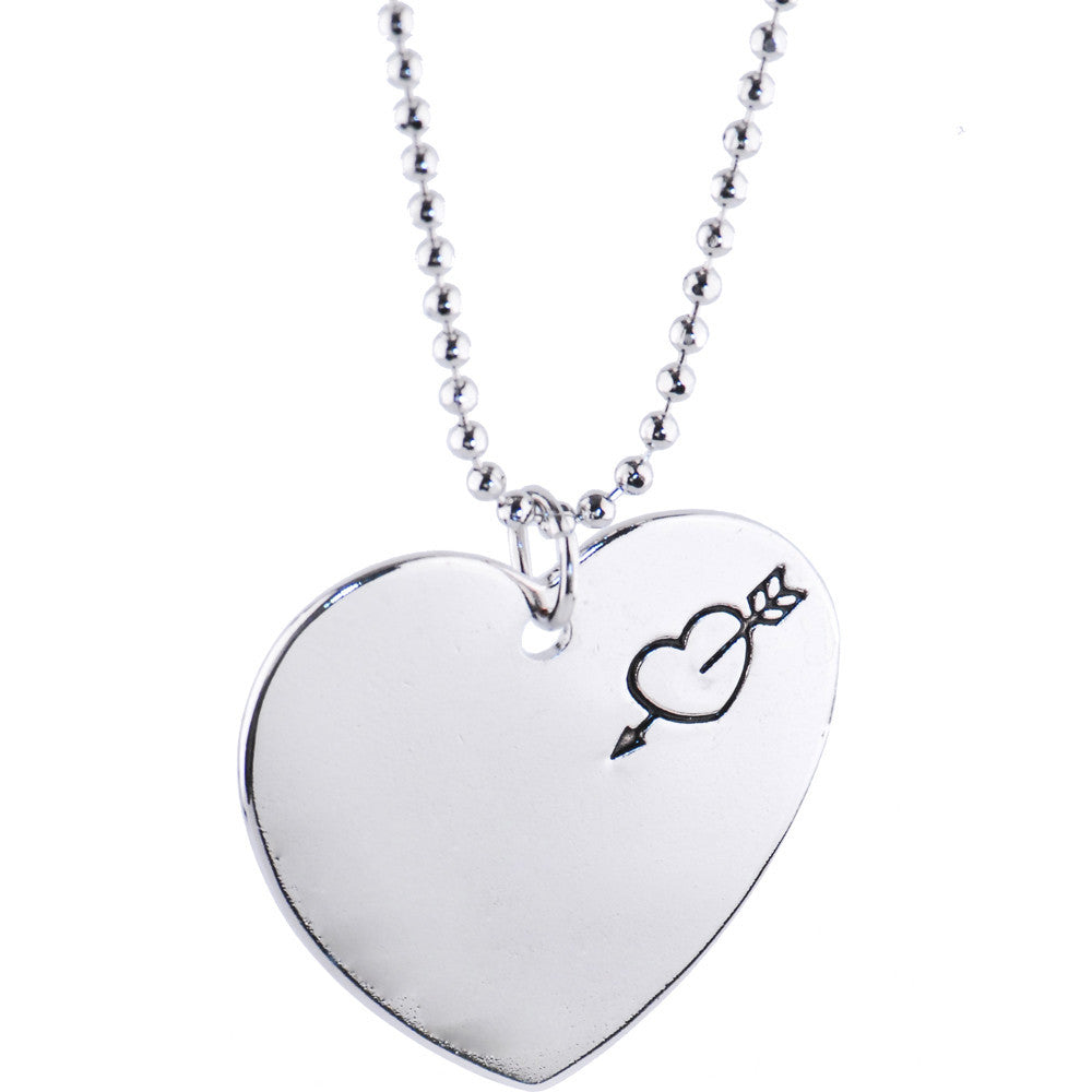 Silver ARROW HEART Ball Chain Necklace