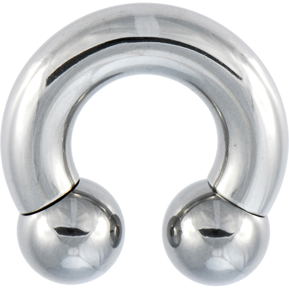 0 Gauge 5/8 Stainless Steel Horseshoe Circular Barbell