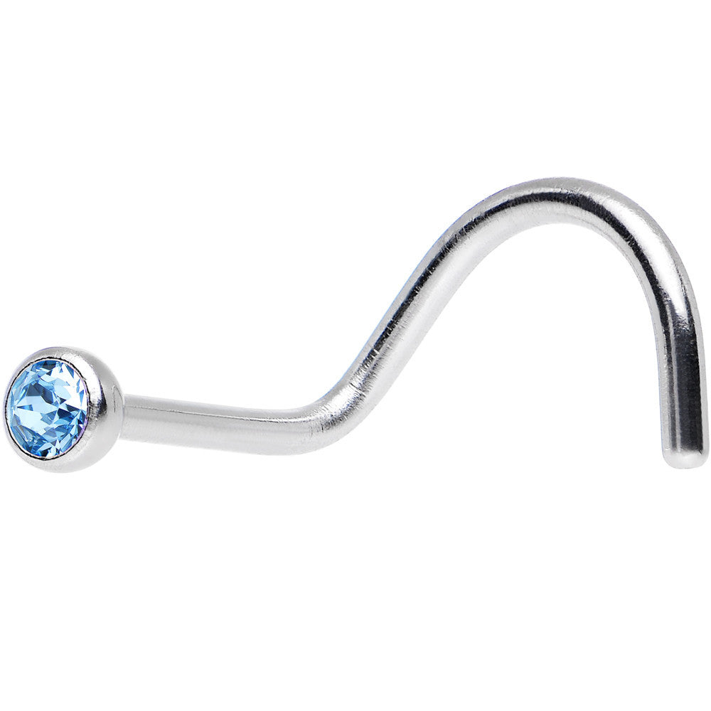 Aqua Crystal Screw Nose Ring Created with Crystals