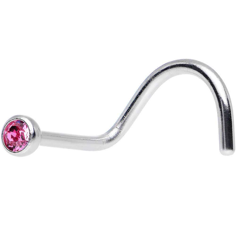 Rose Crystal Screw Nose Ring Created with Crystals