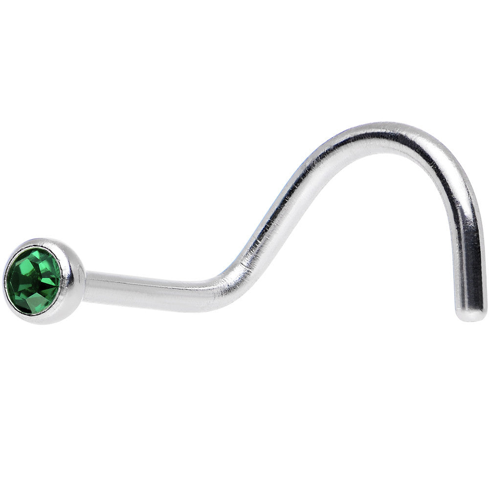 Emerald Screw Nose Ring Created with Crystals