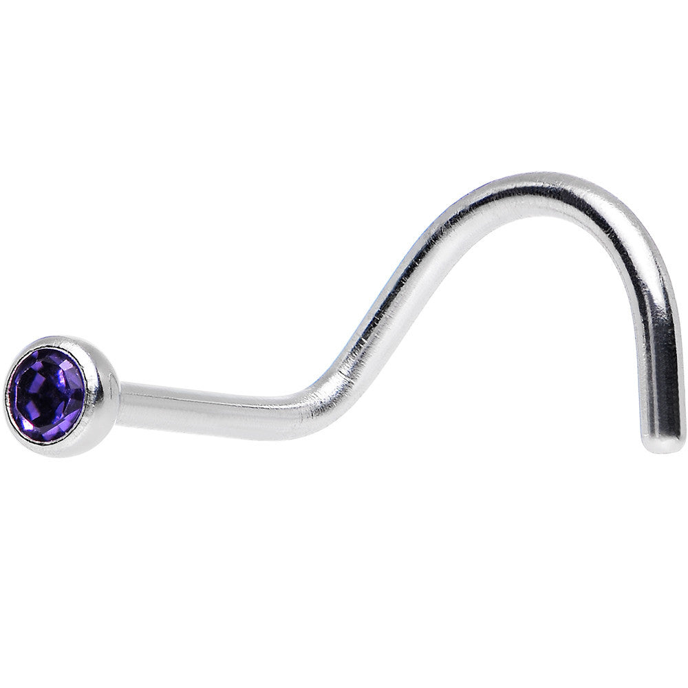 Purple Velvet Crystal Screw Nose Ring Created with Crystals