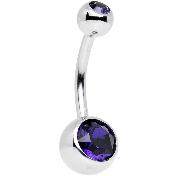Purple Velvet Double Gem Belly Ring Created with Crystals