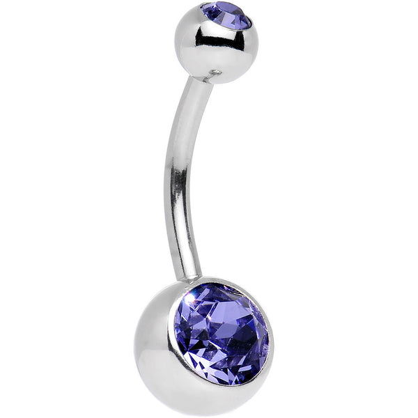Tanzanite Double Gem Belly Ring Created with Crystals