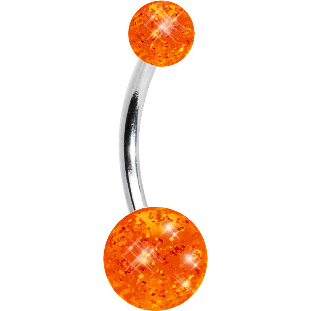 Tangerine Glitter Acrylic Belly Button Ring