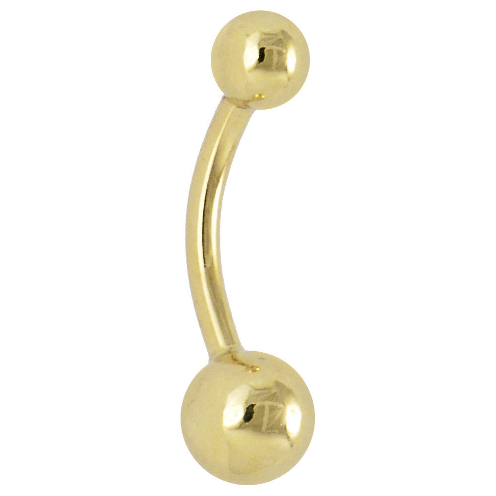 Solid 14kt Yellow GOLD BALL Belly Ring 3/8 6mm/4mm
