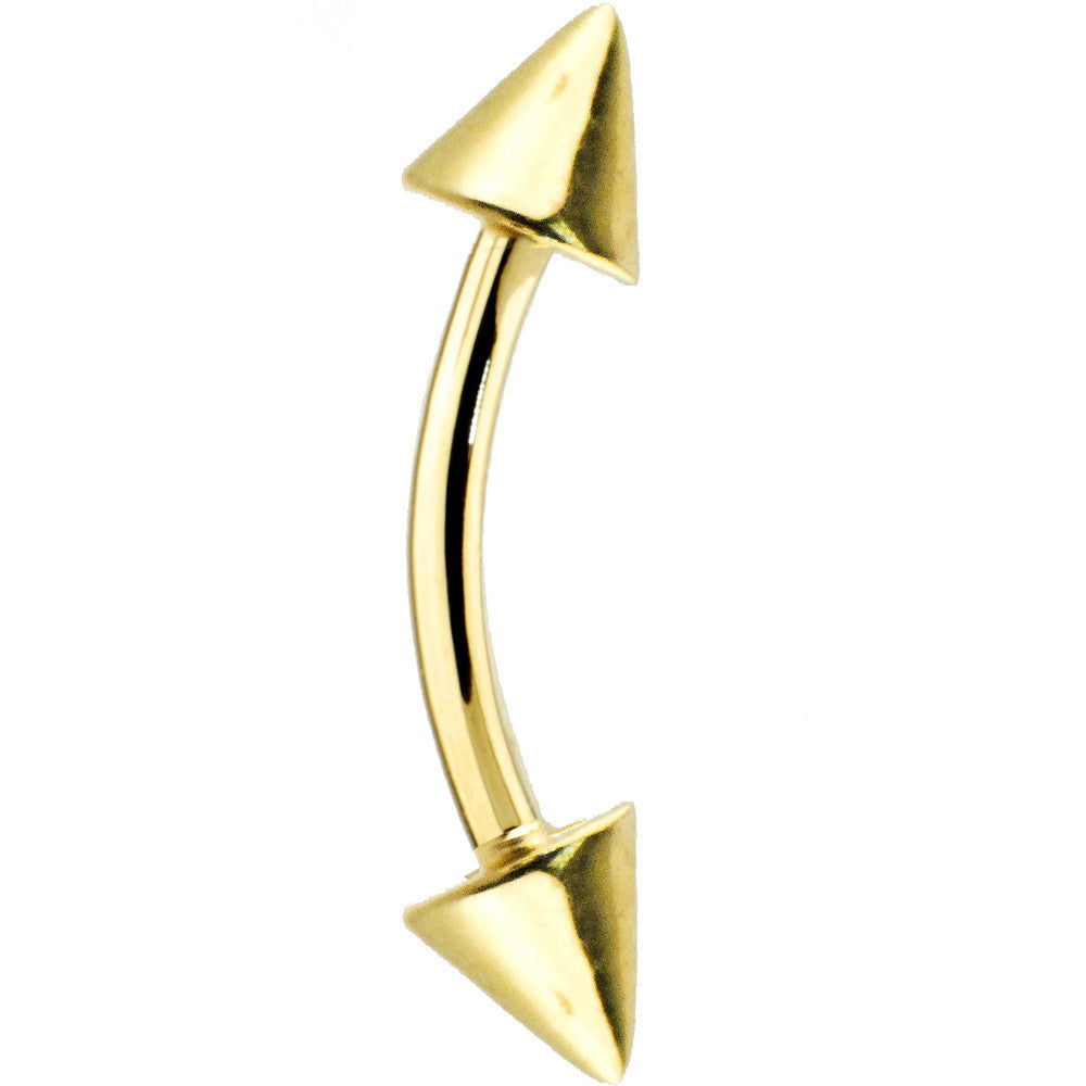 Solid 14kt Yellow GOLD CONE Eyebrow Ring 16 Gauge 5/16 3mm