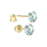 Solid 14kt Yellow Gold .47 Carat Cubic Zirconia MARCH Birthstone Earrings