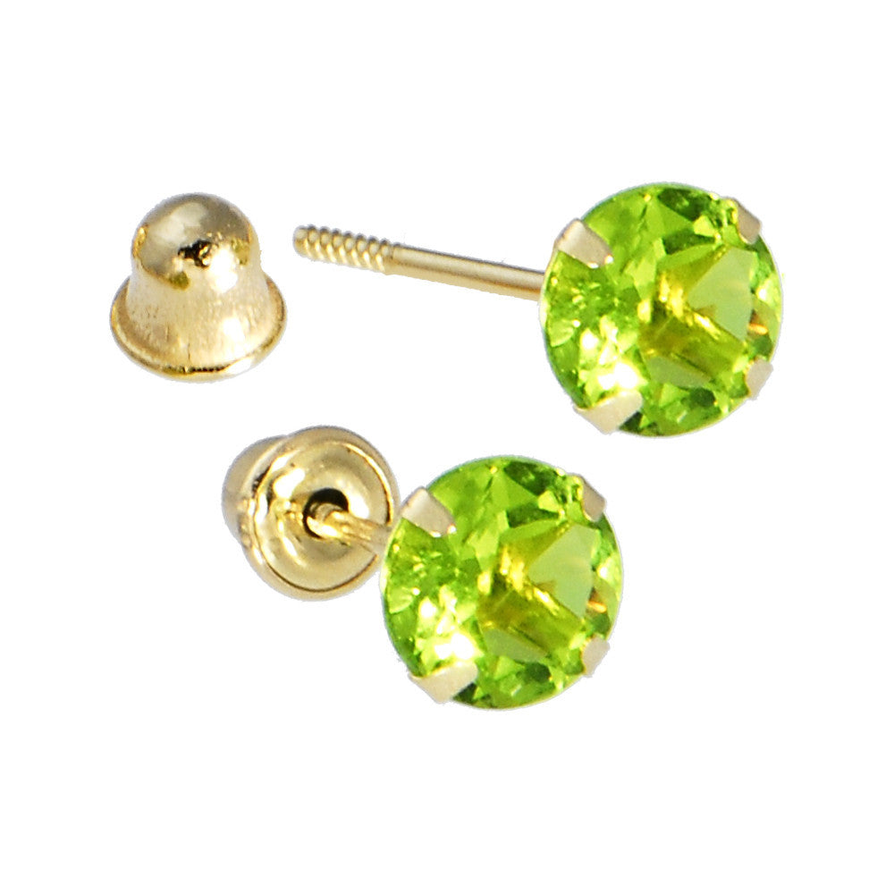 Solid 14kt Yellow Gold .47 Carat Cubic Zirconia AUGUST Birthstone Earrings