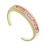 Solid 14kt Yellow Gold Pink Cubic Zirconia Toe Ring
