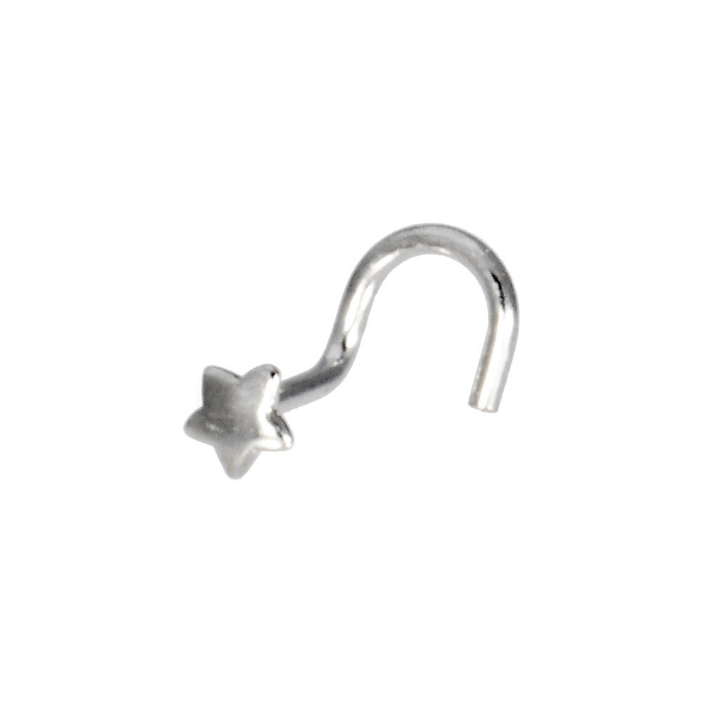 Solid 14kt White Gold STAR Nose Ring