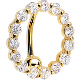 Solid 14kt Yellow Gold Reverse Zirconia Circle Belly Ring