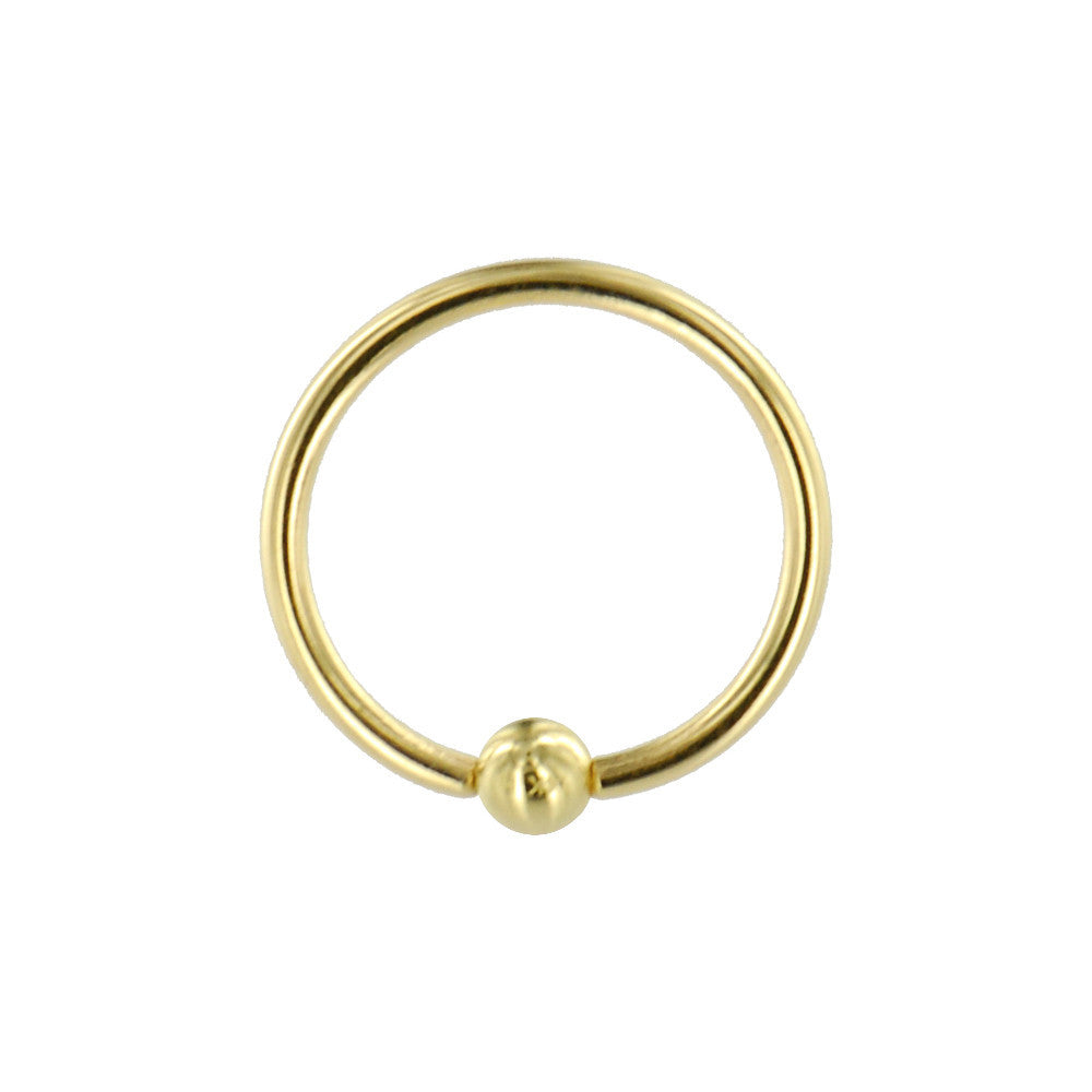 Solid 14kt Yellow Gold 16 Gauge 1/2 Ball Captive Ring 3mm Ball