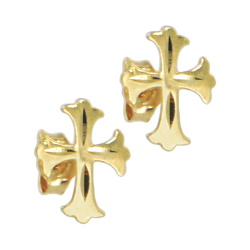 Solid 14KT Gold CROSS Earrings