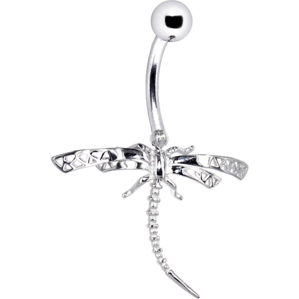 Solid 14KT White Gold DRAGONFLY Belly Ring