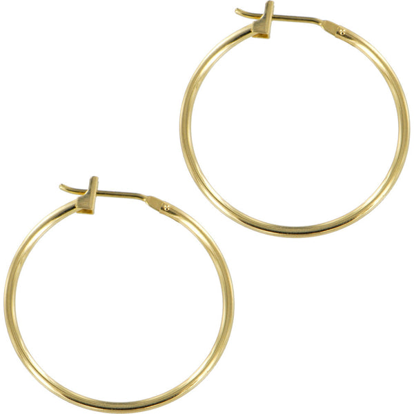 Solid 14KT Yellow Gold Hoop Earrings 1 Inch Diameter