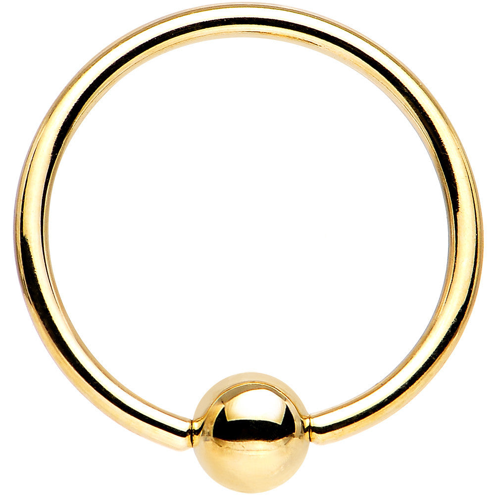 16 Gauge 9/16 Solid 14KT Yellow Gold BCR Captive Ring