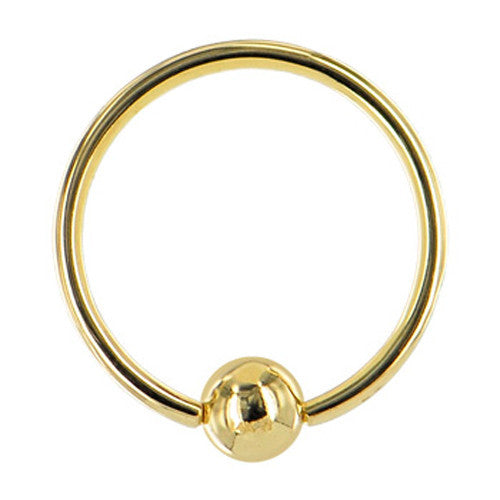 Solid 14KT Yellow Gold 16 Gauge 3/8 Ball Captive Ring 3mm Ball