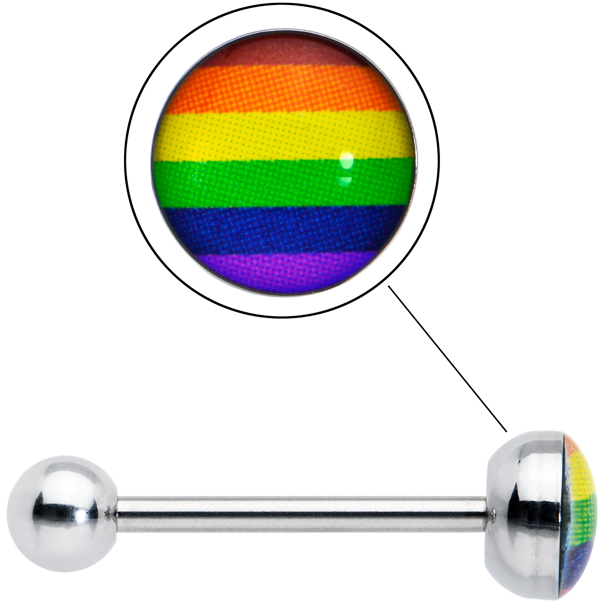 Surgical Steel RAINBOW Gay Pride Barbell