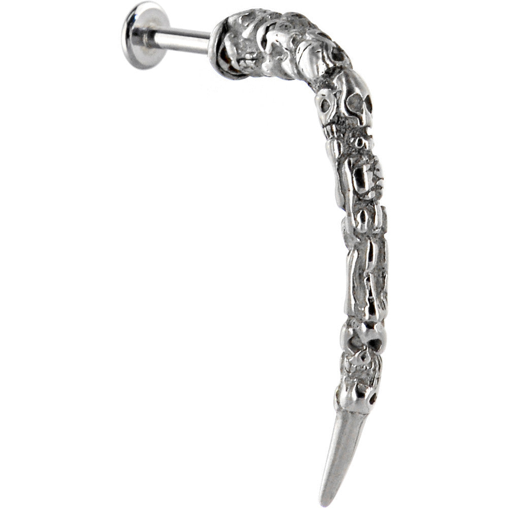 Surgical Steel ARTISITC CARVED SKULL Long Claw Labret
