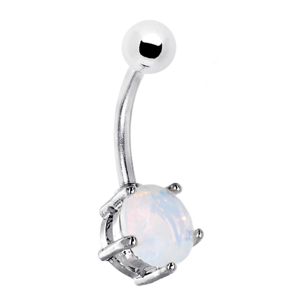 Synthetic Opalescent Round Solitaire Belly Ring