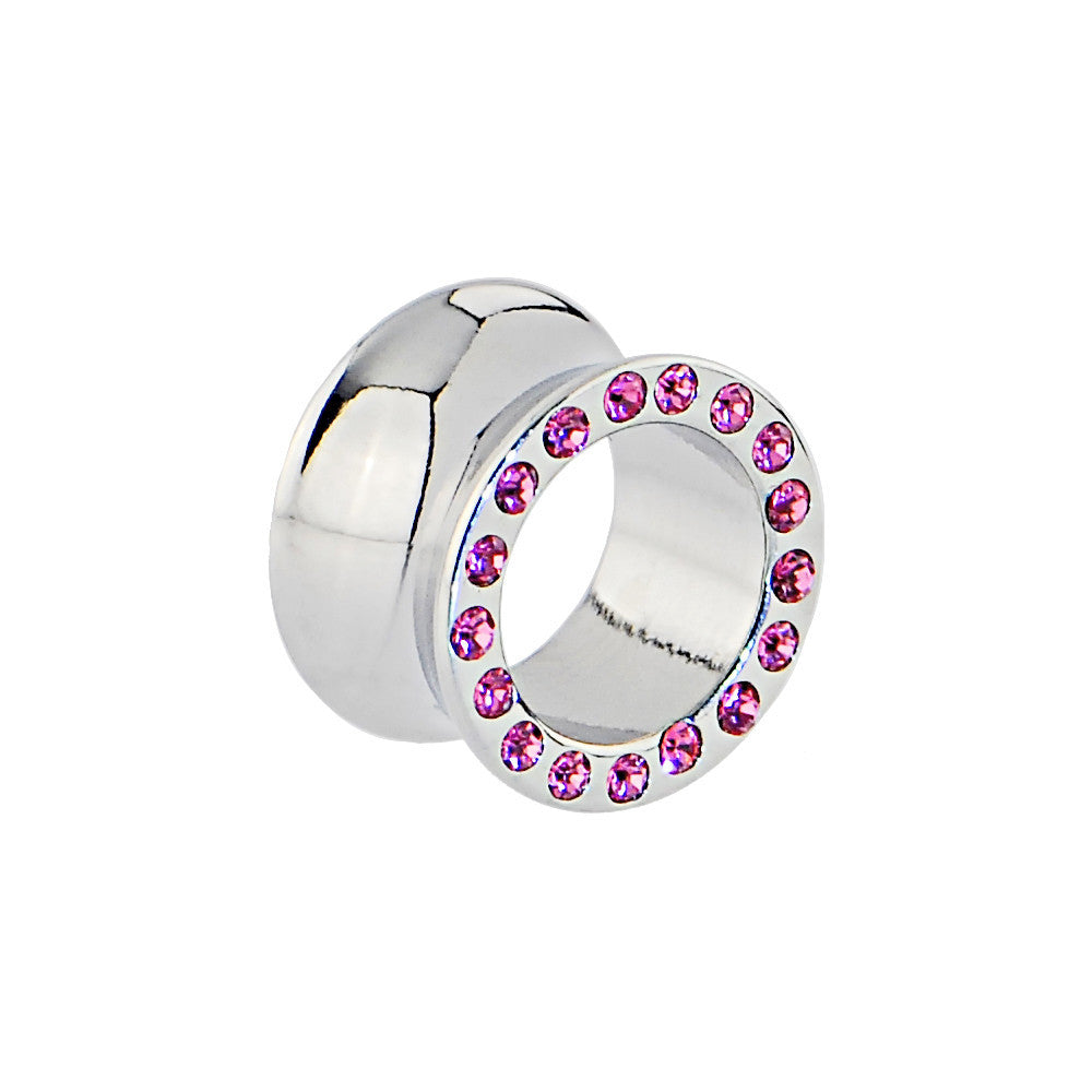 9/16 Surgical Steel Pink JEWELED Saddle Plug