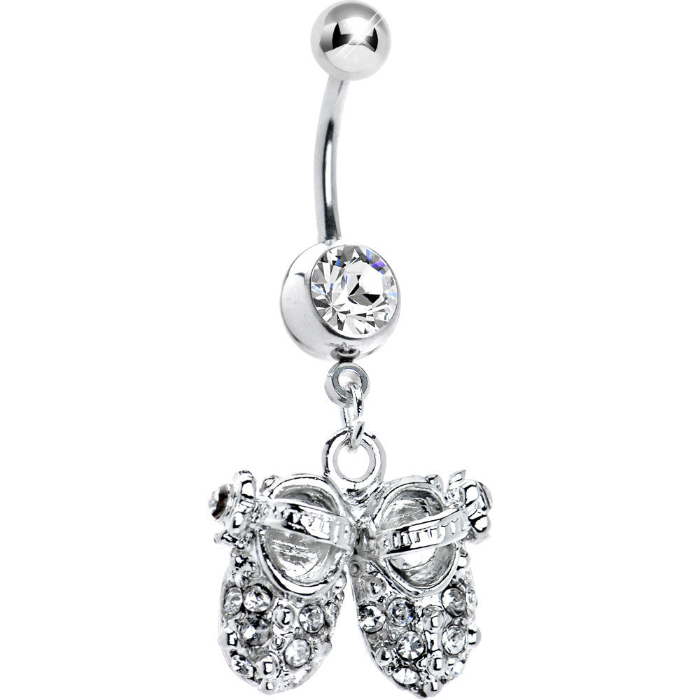 Crystalline Jeweled Baby Shoes Belly Ring