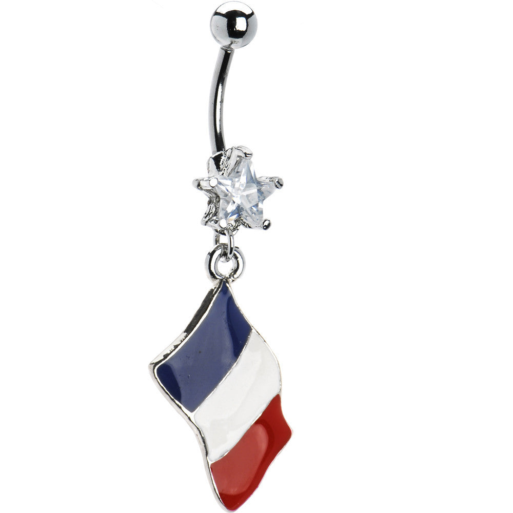 France Flag Dangle Belly Ring