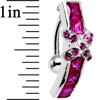 Top Mount Sterling Silver 925 Siam Red X Cubic Zirconia Belly Ring