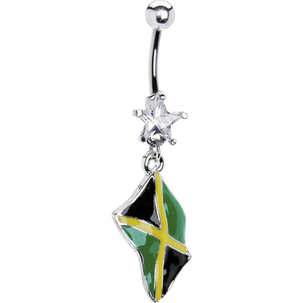 Jamaica Flag Dangle Belly Ring