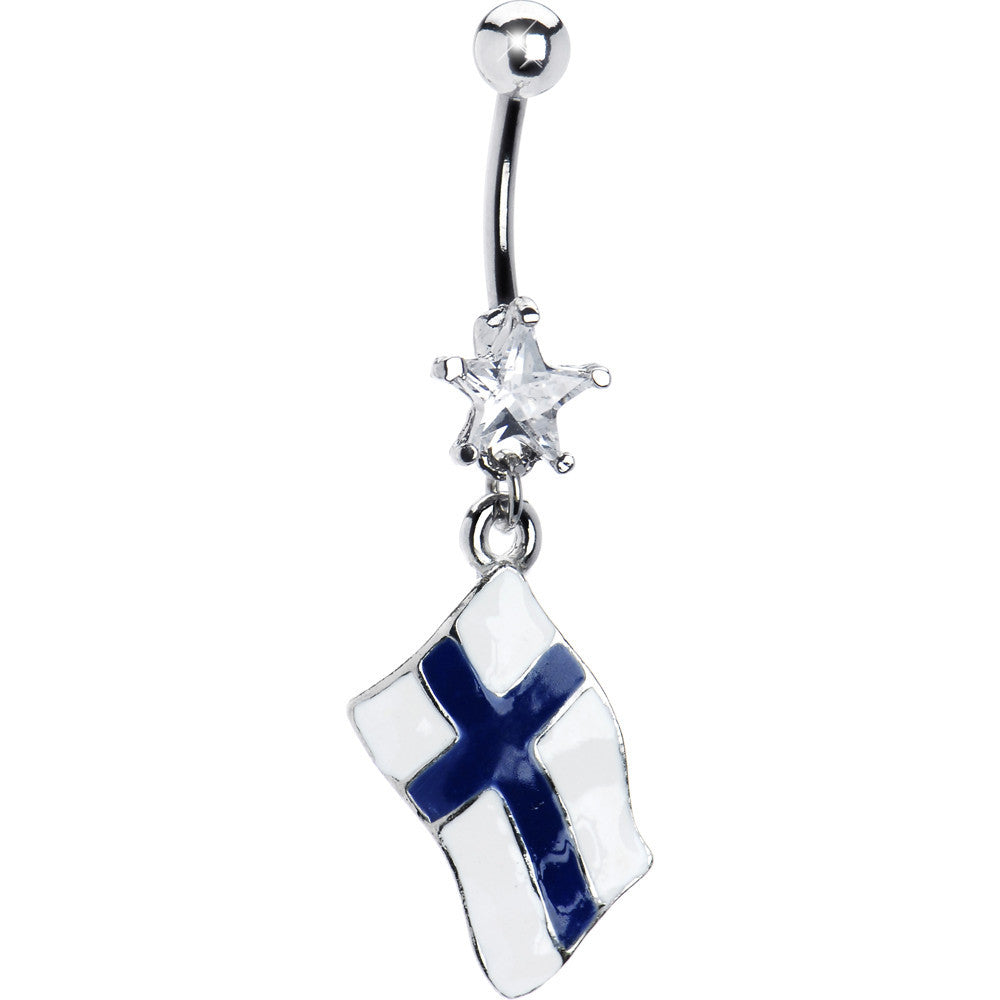 Finland Flag Dangle Belly Ring