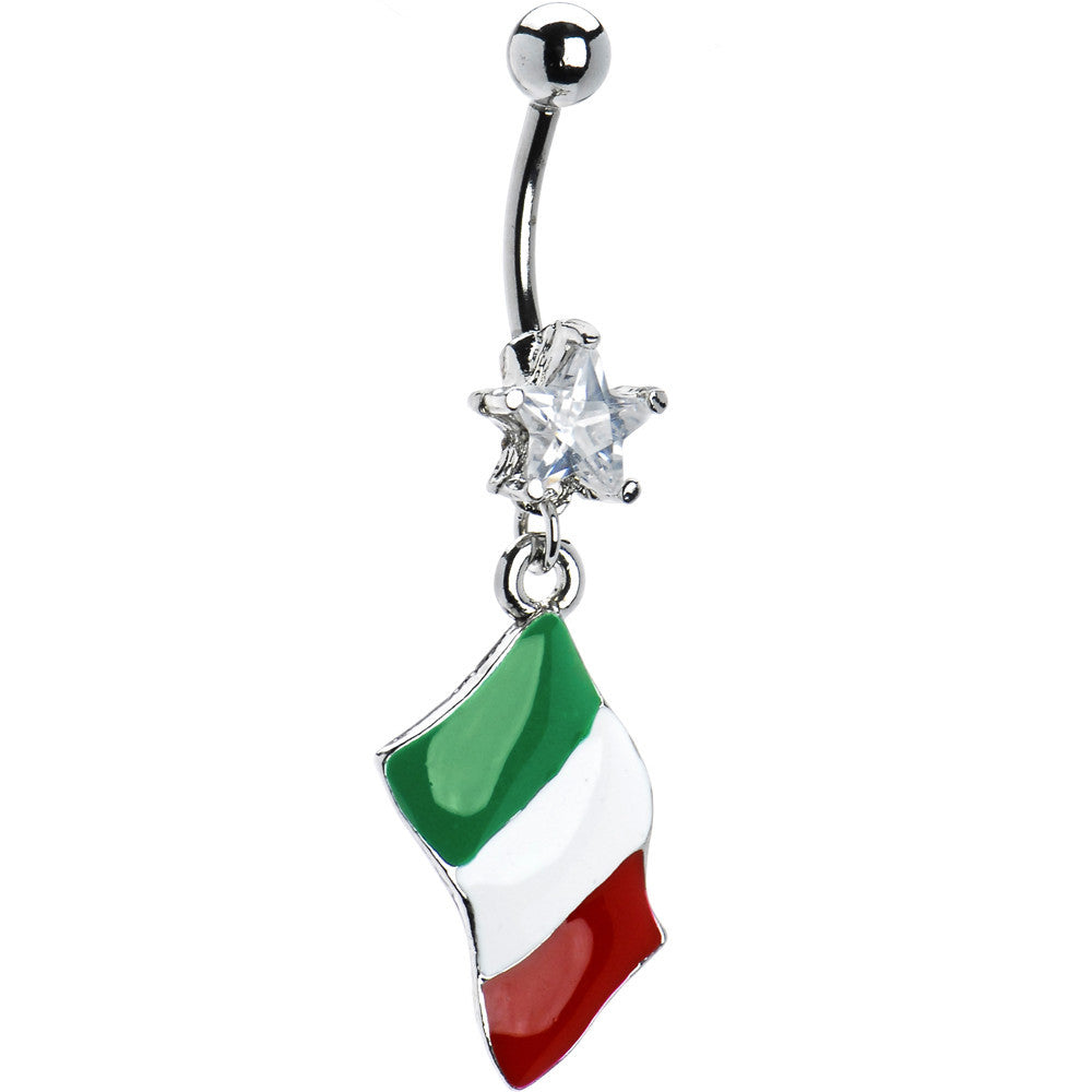 Italy Flag Dangle Belly Ring