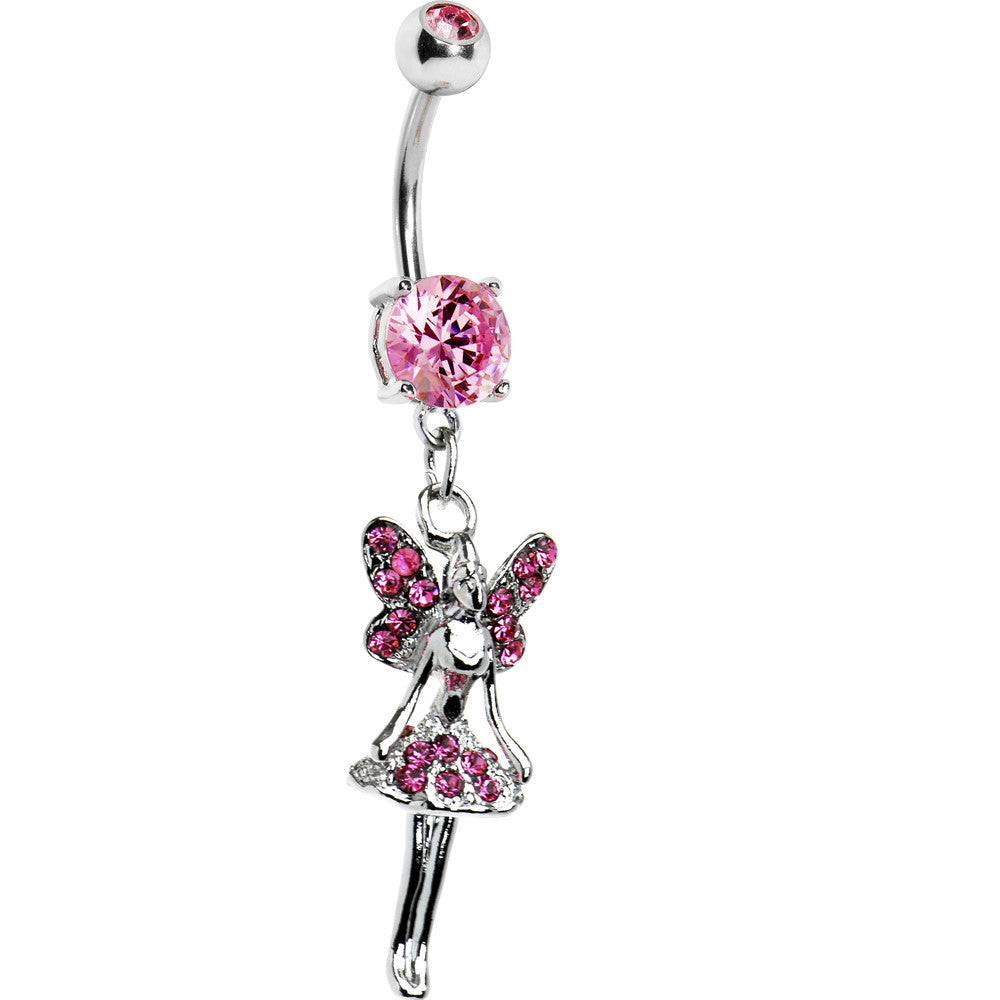 Pink Cubic Zirconia Princess Fairy Belly Ring