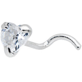 Sterling Silver 925 Clear CZ Heart Nose Ring
