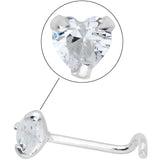 Sterling Silver 925 Clear CZ Heart Nose Ring