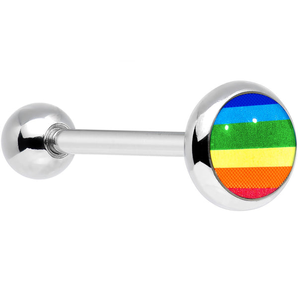 Stainless Steel Rainbow Pride Flag Barbell Tongue Ring