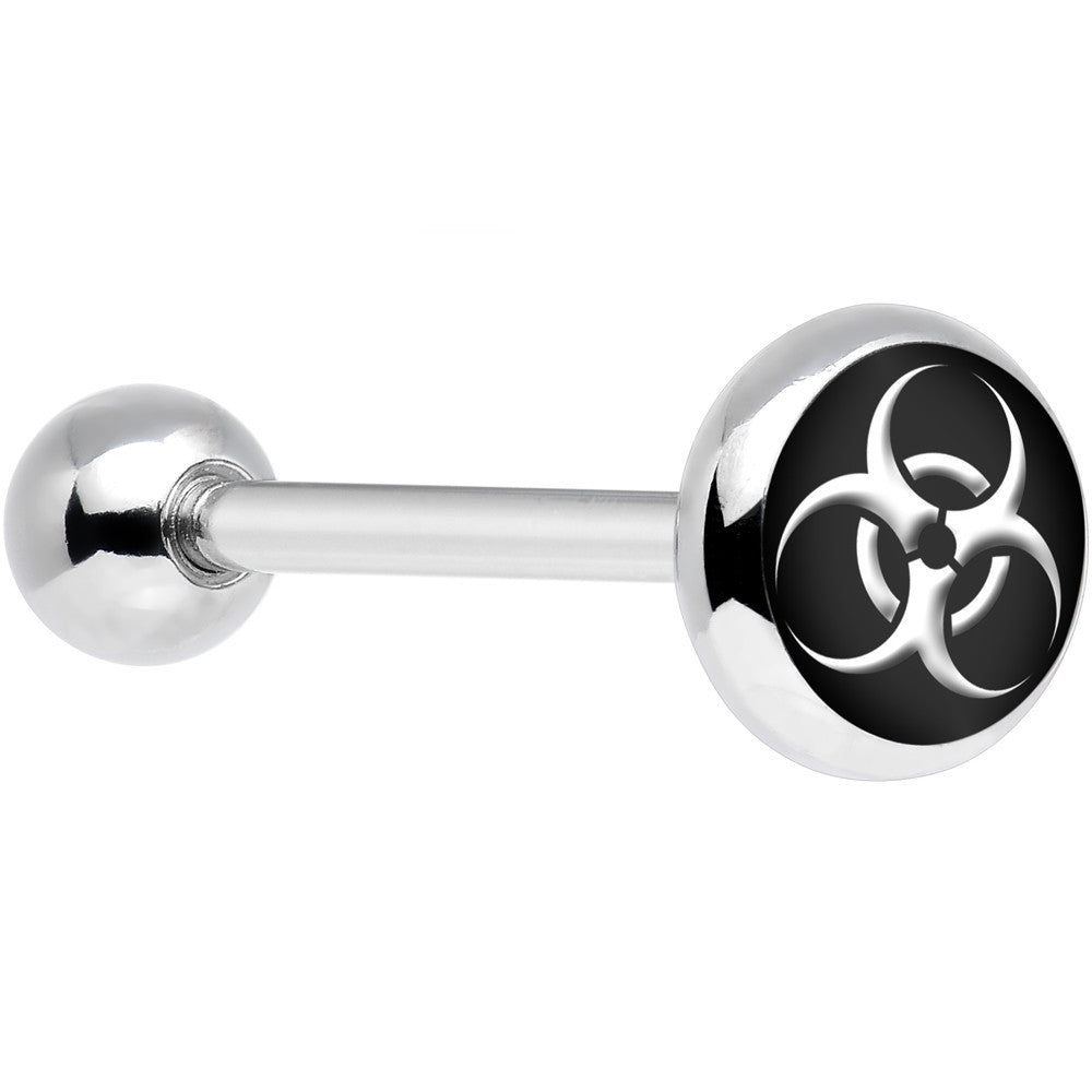 Stainless Steel Biohazard Symbol Barbell Tongue Ring